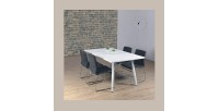 Table 160 x 90 Collection RENNES pieds métal et plateau blanc. Table design.