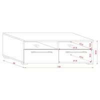 Meuble TV design BONNIE 100 cm, 2 portes et 2 niches, coloris noir mat et noir brillant