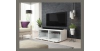 Meuble TV design BONNIE 100 cm, 2 portes et 2 niches, coloris noir mat et noir brillant