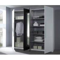 Armoire 4 portes avec miroirs couleur blanc et gris anthracite - IRINA