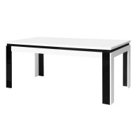Table salle à manger LINA 160cm . Coloris blanc et noir. Table 4 personnes. Design moderne.