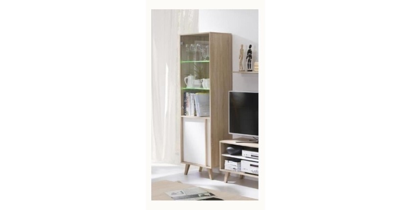 Ensemble de meubles style Scandinave pour votre salon coloris chêne clair et blanc. Collection MALMO