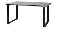 Table pour salle à manger MALAGA 180 cm - Plateau effet chêne wellington et pieds en métal noir.