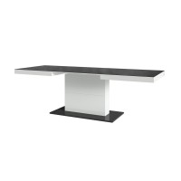 Table extensible design pour salle à manger Collection LUCIA. Coloris Noir et Blanc brillant.