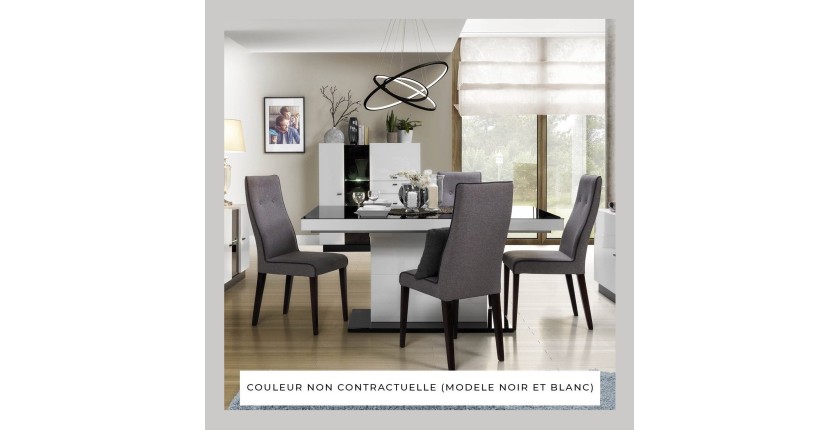 Table extensible design pour salle à manger Collection LUCIA. Coloris Blanc brillant.