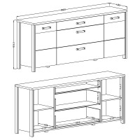 Buffet 200cm collection WINDSOR . Coloris chêne foncé et gris anthracite.