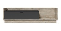 Meuble TV XL 220cm avec LED intégrée. Collection CORK. Coloris Pin et gris anthracite.