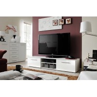 Meuble TV design collection BONOO 180 cm. Coloris blanc finition glossy