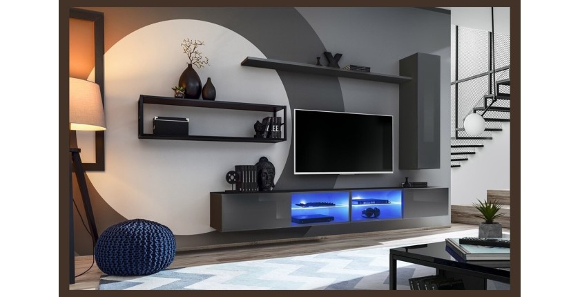 Ensemble meubles de salon style industriel SWITCH M4. Coloris gris.