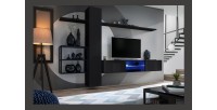 Ensemble meubles de salon style industriel SWITCH M5. Coloris noir.