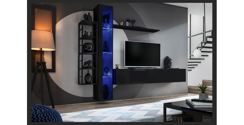 Ensemble meubles de salon style industriel SWITCH M7. Coloris noir.