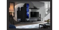 Ensemble meubles de salon style industriel SWITCH M8. Coloris noir.