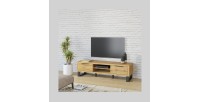 Meuble TV XL 180cm collection MILO. Coloris chêne. Style design.