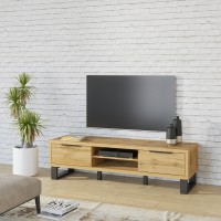 Meuble TV XL 180cm collection MILO. Coloris chêne. Style design.