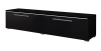 Meuble TV 160cm Collection RIO. 1 porte abattante, coloris noir mat. Style design.