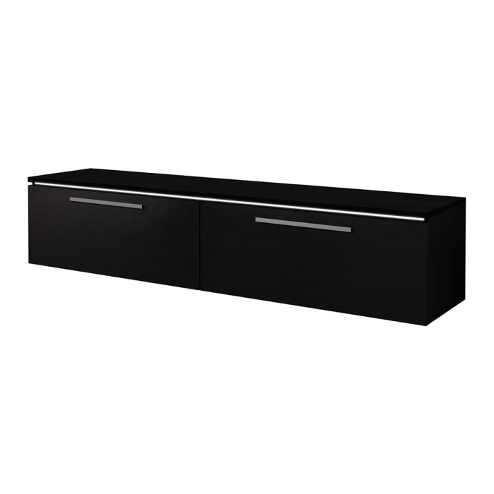 Meuble TV 160cm Collection RIO. 1 porte abattante, coloris noir mat. Style design.