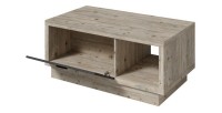 Table basse design collection CORK avec tiroir et niche. Aspect bois et gris.