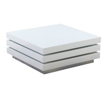 Table basse carrée extensible design collection MOVE. Couleur blanc brillant.