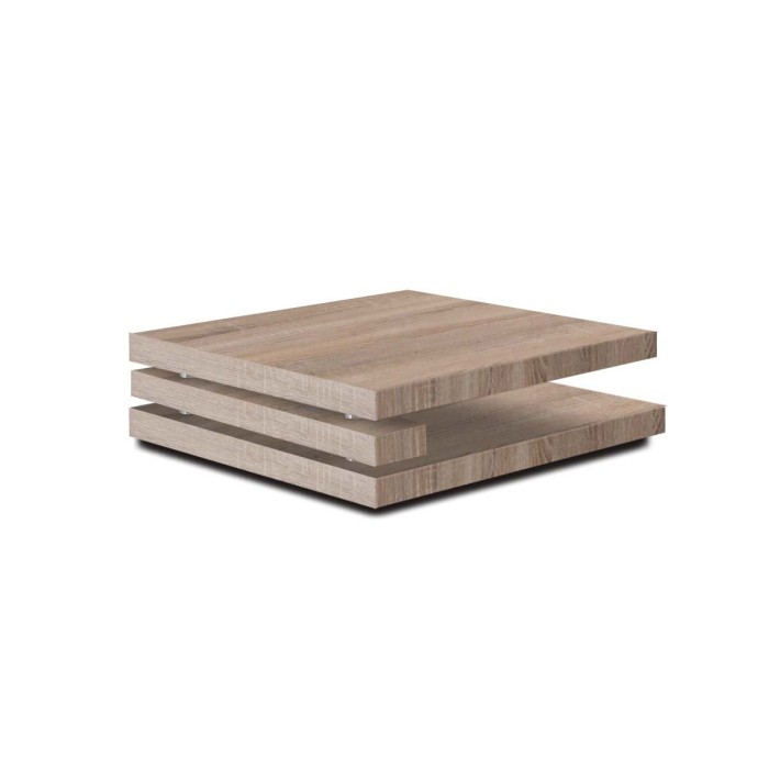 Table basse carrée design avec niche de rangement collection AKIO. Couleur chêne.