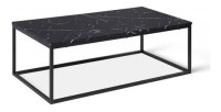 Table basse collection OREGON. Meuble style industriel effet marbre noir.