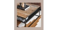 Table Basse carrée MODENE en bois massif (90x90cm). Meuble style industriel