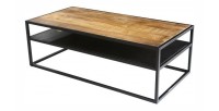 Table Basse rectangulaire MODENE en bois massif (140x80cm). Meuble style industriel