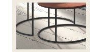 Table basse gigogne ronde en métal bicolore collection LIVOS. Meuble style industriel
