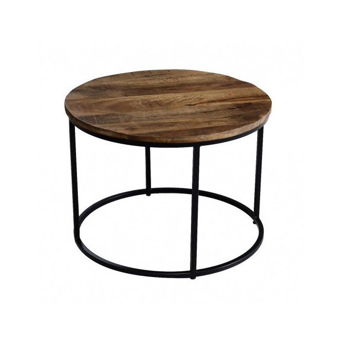 Table d'appoint design collection LAGON structure en métal et plateau en bois massif