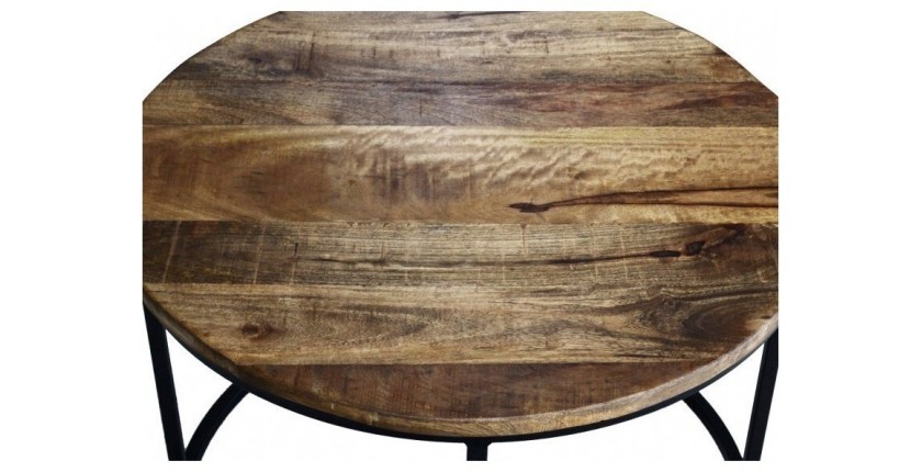 Table d'appoint design collection LAGON structure en métal et plateau en bois massif