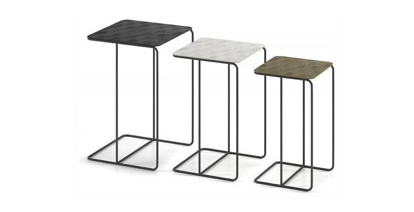 Table gigogne carrée 3 pièces en métal style industriel collection COVER