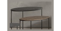 Table gigogne ovale 2 pièces en métal style industriel collection TANTRA