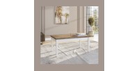 Table basse rectangulaire collection ASSIA. Coloris frêne blanc et chêne.