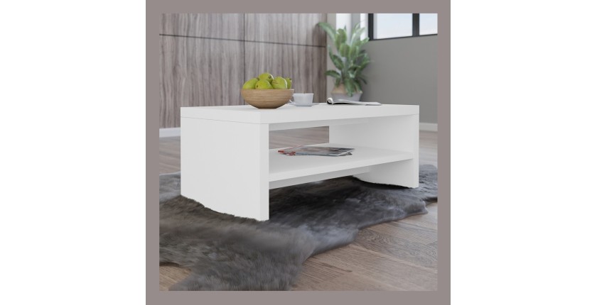 Table basse 110x60 collection RIO. Meuble design coloris blanc.