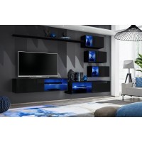 Ensemble meubles de salon SWITCH XXIV design, coloris noir brillant.
