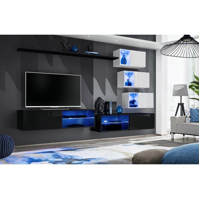 Ensemble meubles de salon SWITCH XXIV design, coloris noir et blanc.