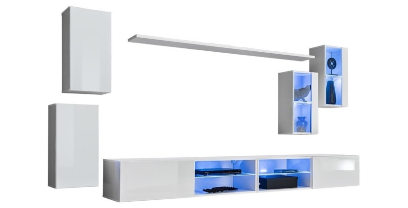 Ensemble meubles de salon SWITCH XXV design, coloris blanc brillant.
