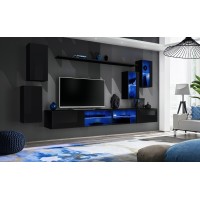Ensemble meubles de salon SWITCH XXV design, coloris noir brillant.