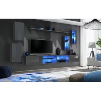 Ensemble meubles de salon SWITCH XXV design, coloris gris brillant.