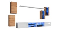 Ensemble meubles de salon SWITCH XXV design, coloris chêne et blanc.