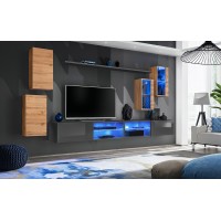 Ensemble meubles de salon SWITCH XXV design, coloris chêne et gris.