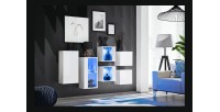 Ensemble meubles de salon SWITCH SBIV design. coloris blanc brillant. Système LED intégré.