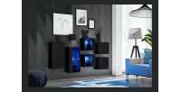 Ensemble meubles de salon SWITCH SBIV design. Coloris noir brillant. Système LED intégré.