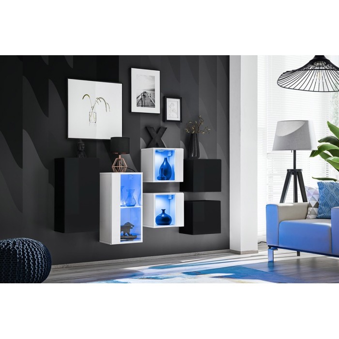 Ensemble meubles de salon SWITCH SBIV design. Coloris noir et blanc.