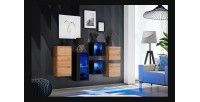 Ensemble meubles de salon SWITCH SBIV design. Coloris chêne et noir.
