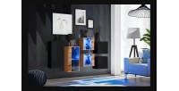 Ensemble meubles de salon SWITCH SBIV design. Coloris noir et chêne.