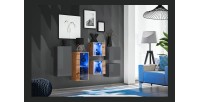 Ensemble meubles de salon SWITCH SBIV design. Coloris gris et chêne.