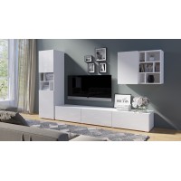 Composition de 3 meubles design pour salon coloris blanc collection NARVA.