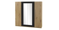 Armoire 4 portes avec miroirs couleur chêne et noir - IRINA