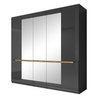 Armoire design 5 portes et 3 miroirs couleur grise finitions glossy - LUCIA