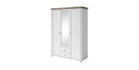 Armoire 150x220 avec 3 portes et 2 tiroirs. Coloris blanc et chêne. Collection ASSIA